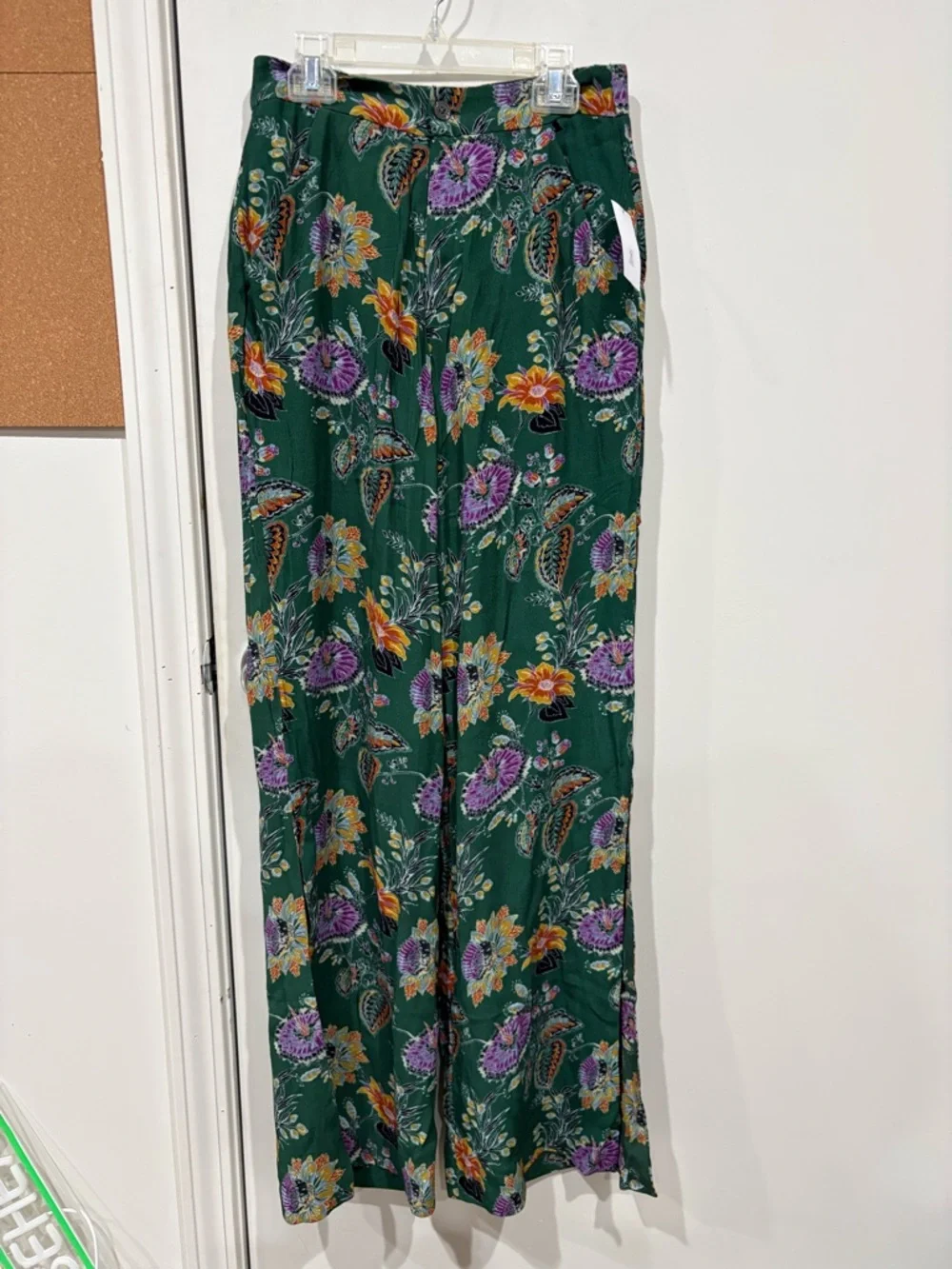 Equipment Jacqueline Floral-Print Side-Slit Wide-Leg Trousers Size 0 - Picture 5 of 10